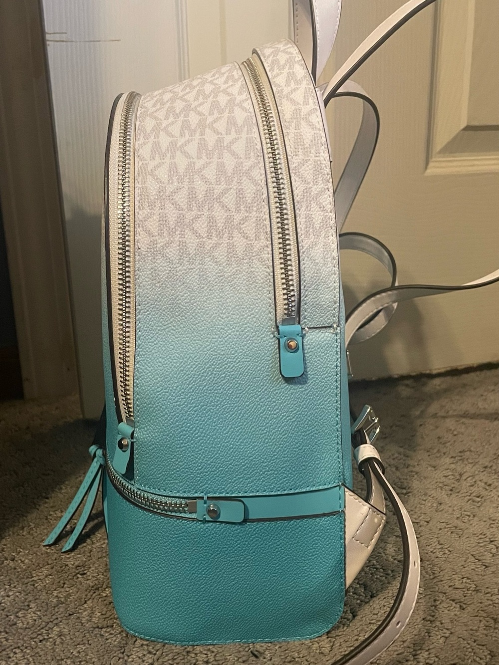 NWT Michael Kors Ocean Blue Ombre Medium Backpack Purse - Picture 6 of 14